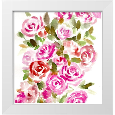 Bunches of Pink Square White Modern Wood Framed Art Print by Chapman, Marcy