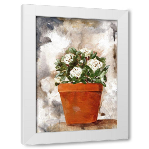 White Flower Clay Pot I White Modern Wood Framed Art Print by Chapman, Marcy