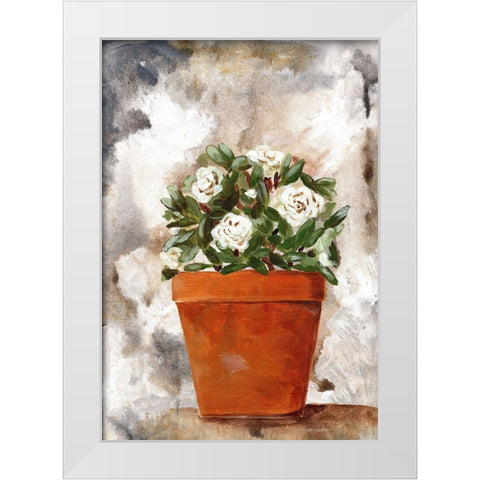 White Flower Clay Pot I White Modern Wood Framed Art Print by Chapman, Marcy