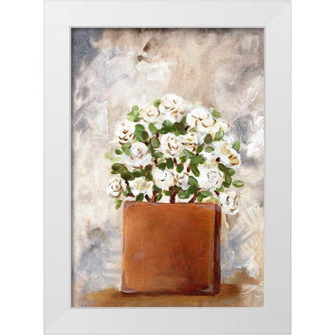 White Flower Clay Pot II White Modern Wood Framed Art Print by Chapman, Marcy