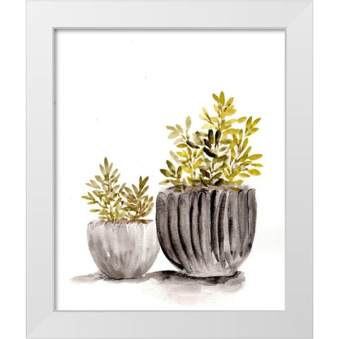 Gray Potted Plants White Modern Wood Framed Art Print by Chapman, Marcy