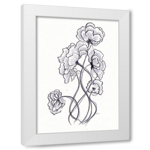 Blossoming Gray I White Modern Wood Framed Art Print by Chapman, Marcy