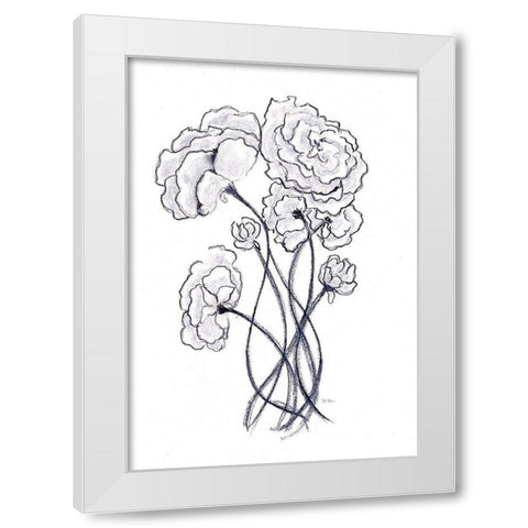 Blossoming Gray II White Modern Wood Framed Art Print by Chapman, Marcy
