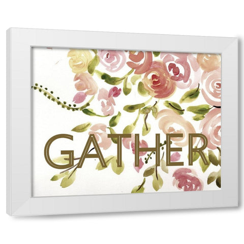 Farmhouse  Florals-Gather White Modern Wood Framed Art Print by Chapman, Marcy