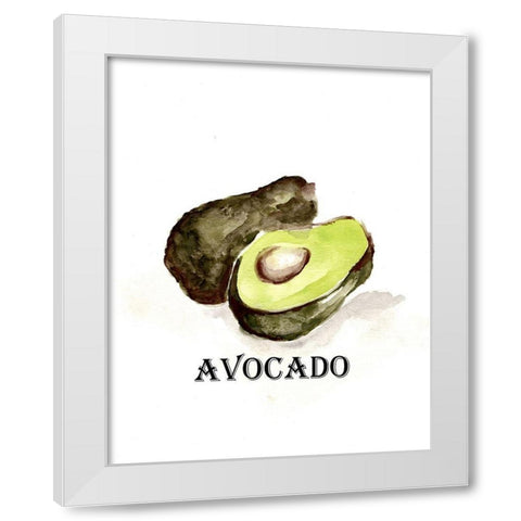 Veggie Sketch  II-Avocado White Modern Wood Framed Art Print by Chapman, Marcy