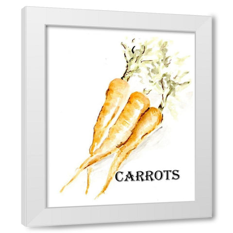 Veggie Sketch  V-Carrots White Modern Wood Framed Art Print by Chapman, Marcy