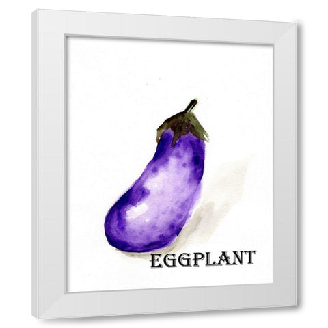 Veggie Sketch  VII-Eggplant White Modern Wood Framed Art Print by Chapman, Marcy