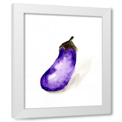 Veggie Sketch plain  VII-Eggplant White Modern Wood Framed Art Print by Chapman, Marcy