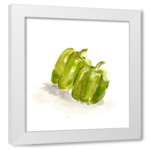 Veggie Sketch plain  VIII-Green Pepper White Modern Wood Framed Art Print by Chapman, Marcy