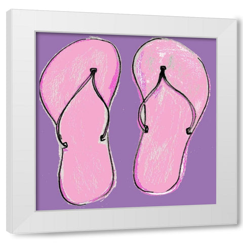 Sandals in Pink White Modern Wood Framed Art Print by Chapman, Marcy