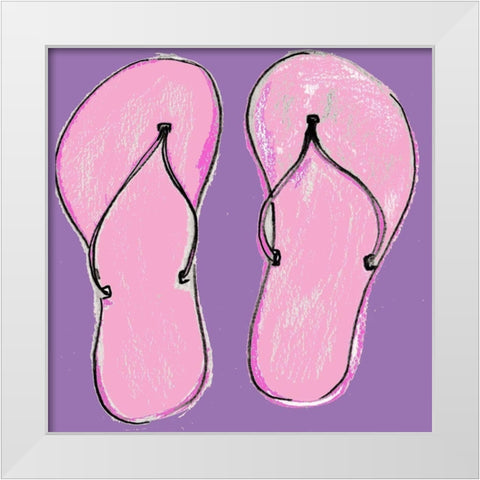 Sandals in Pink White Modern Wood Framed Art Print by Chapman, Marcy