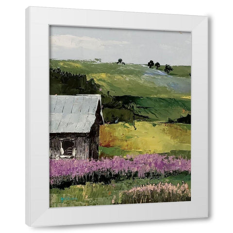 Flower Field portrait  I White Modern Wood Framed Art Print by Cusson, Marie Elaine
