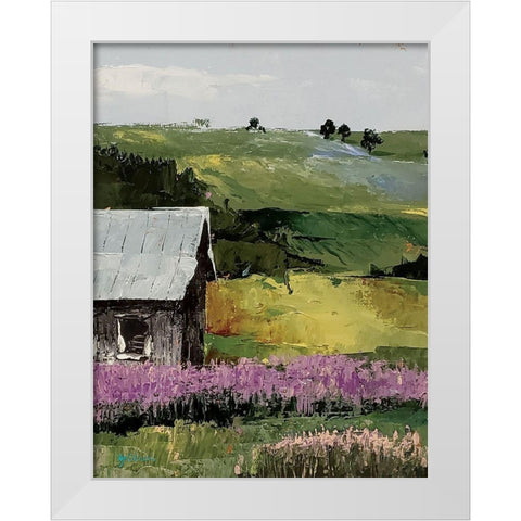 Flower Field portrait  I White Modern Wood Framed Art Print by Cusson, Marie Elaine