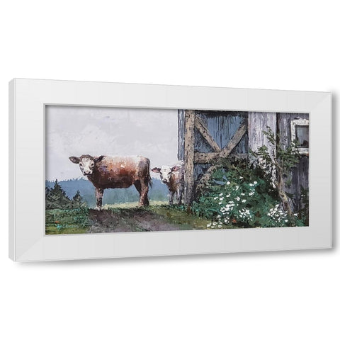 Cow Land White Modern Wood Framed Art Print by Cusson, Marie Elaine