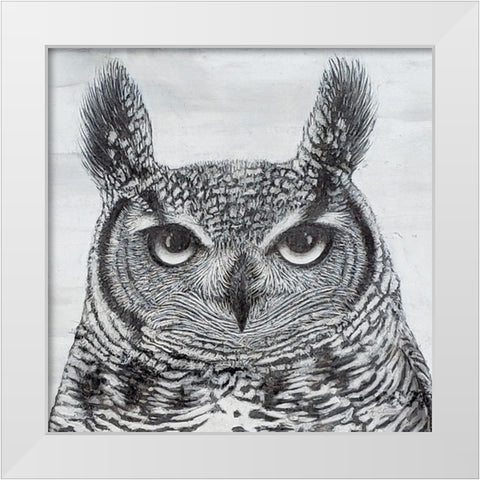 Portrait of an Owl White Modern Wood Framed Art Print by Cusson, Marie Elaine