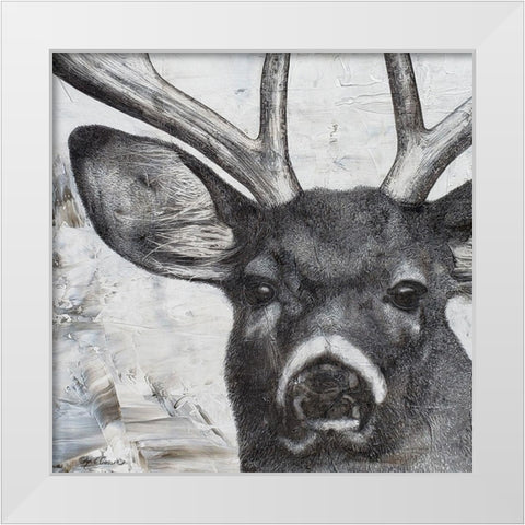 Deer Portrait White Modern Wood Framed Art Print by Cusson, Marie Elaine