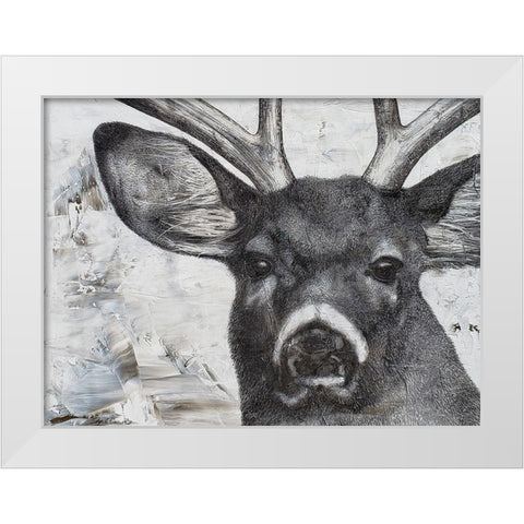 Deer landscape White Modern Wood Framed Art Print by Cusson, Marie Elaine