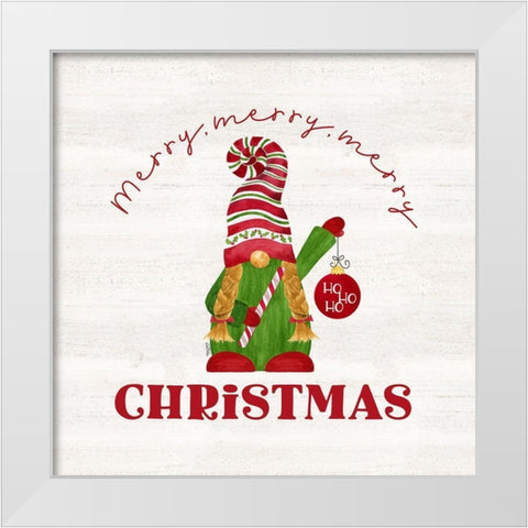 Gnome for Christmas Sentiment VI-Merry Christmas White Modern Wood Framed Art Print by Reed, Tara