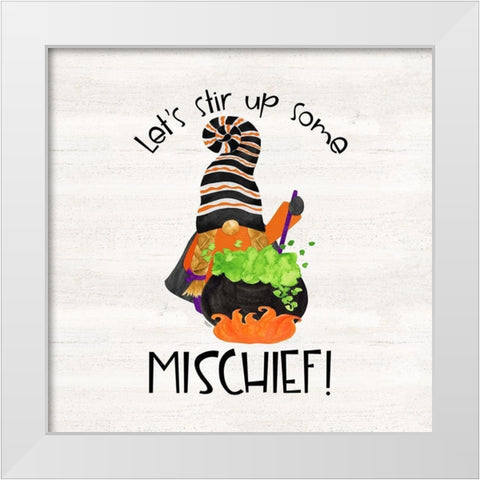 Gnomes of Halloween Sentiment VI-Mischief White Modern Wood Framed Art Print by Reed, Tara