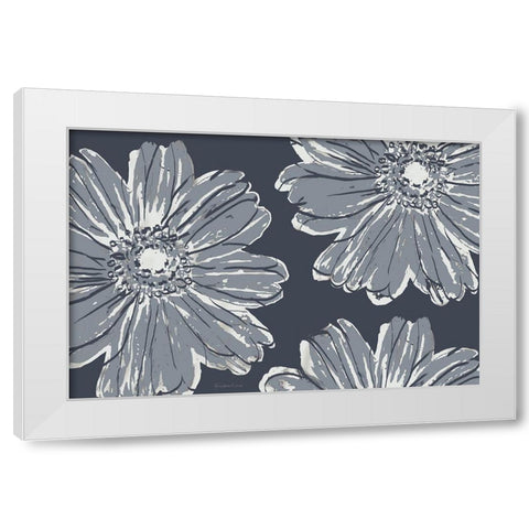 Flower Pop Sketch V-Shades of Grey White Modern Wood Framed Art Print by Cusson, Marie Elaine