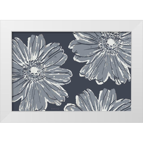 Flower Pop Sketch V-Shades of Grey White Modern Wood Framed Art Print by Cusson, Marie Elaine