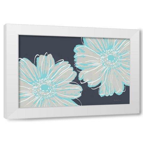 Flower Pop Sketch VI-Dark Blue BG White Modern Wood Framed Art Print by Cusson, Marie Elaine