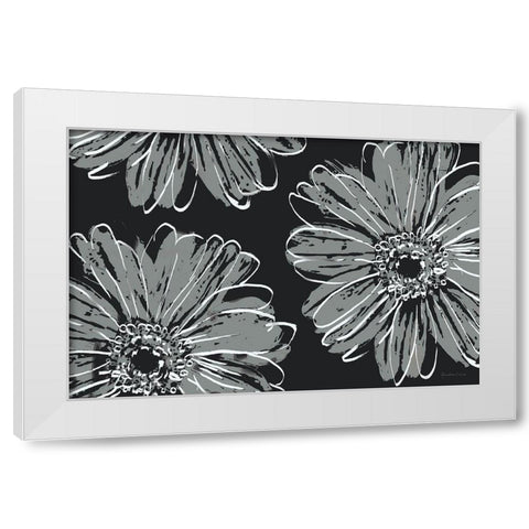 Flower Pop Sketch VII-Black BG White Modern Wood Framed Art Print by Cusson, Marie Elaine