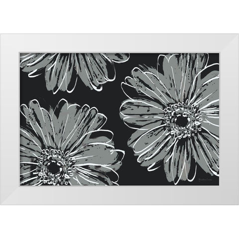 Flower Pop Sketch VII-Black BG White Modern Wood Framed Art Print by Cusson, Marie Elaine