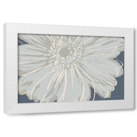 Flower Pop Sketch VIII-Blue BG White Modern Wood Framed Art Print by Cusson, Marie Elaine