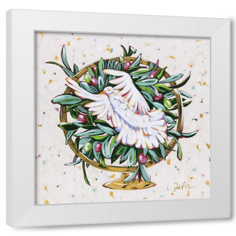 Globe Peace White Modern Wood Framed Art Print by Augustine, Jodi