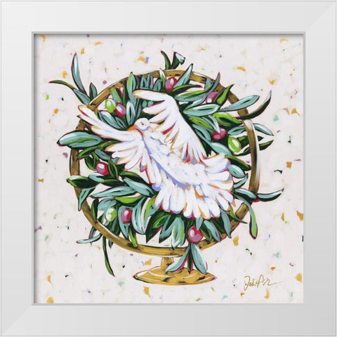 Globe Peace White Modern Wood Framed Art Print by Augustine, Jodi
