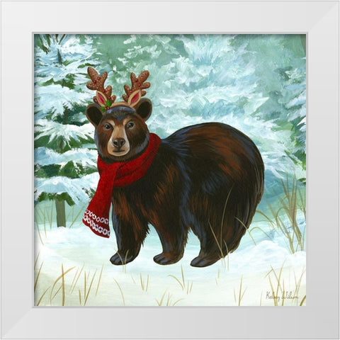 Winterscape I-Bear White Modern Wood Framed Art Print by Wilson, Kelsey