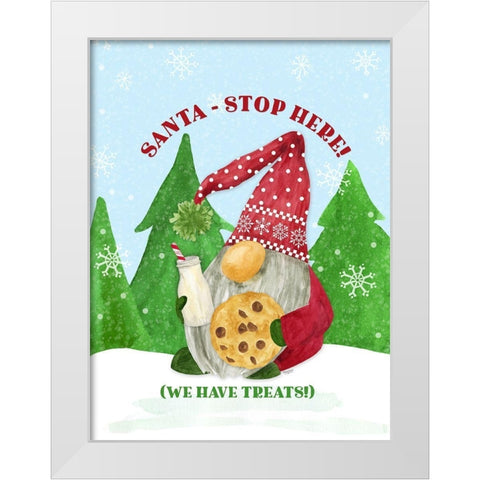 Gnome for Christmas portrait blue II-Santa White Modern Wood Framed Art Print by Reed, Tara