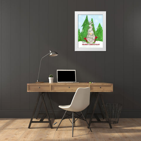 Gnome for Christmas portrait blue III-Lights White Modern Wood Framed Art Print by Reed, Tara