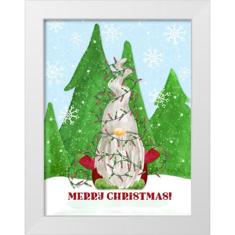 Gnome for Christmas portrait blue III-Lights White Modern Wood Framed Art Print by Reed, Tara