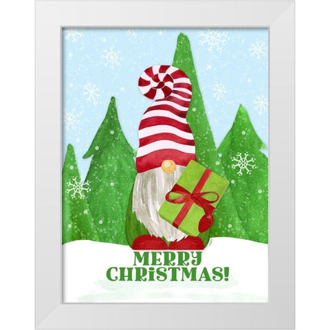 Gnome for Christmas portrait blue IV-Gift White Modern Wood Framed Art Print by Reed, Tara