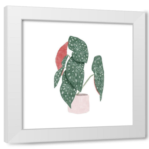 Polka Dot Begonia I White Modern Wood Framed Art Print by Bannarot