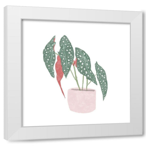 Polka Dot Begonia IV White Modern Wood Framed Art Print by Bannarot