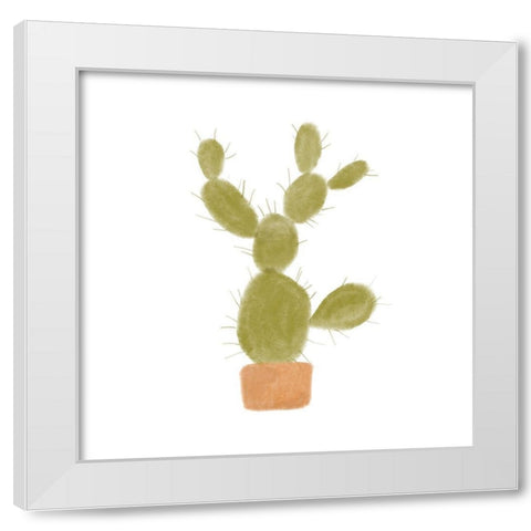 Watercolor Cactus I White Modern Wood Framed Art Print by Bannarot