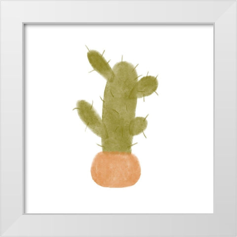 Watercolor Cactus IV White Modern Wood Framed Art Print by Bannarot