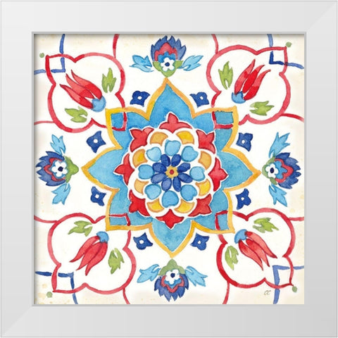 Turkish Tile III White Modern Wood Framed Art Print by Coulter, Cynthia