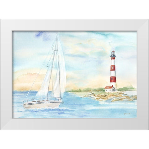 East Coast Lighthouse landscape II White Modern Wood Framed Art Print by Coulter, Cynthia