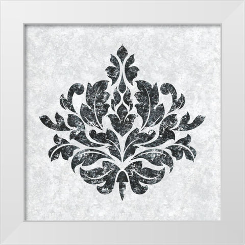 Textured Damask I on white White Modern Wood Framed Art Print by Lee C