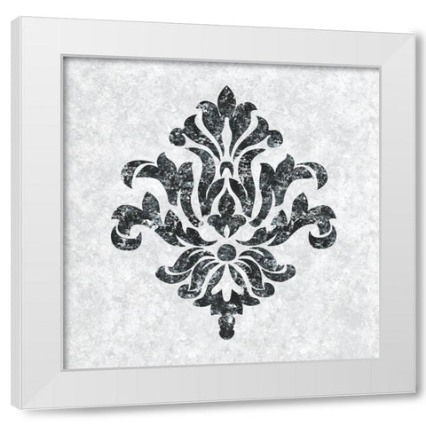 Textured Damask III on white White Modern Wood Framed Art Print by Lee C