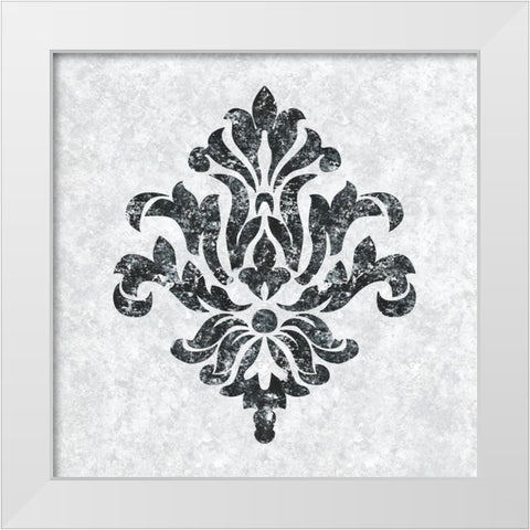 Textured Damask III on white White Modern Wood Framed Art Print by Lee C