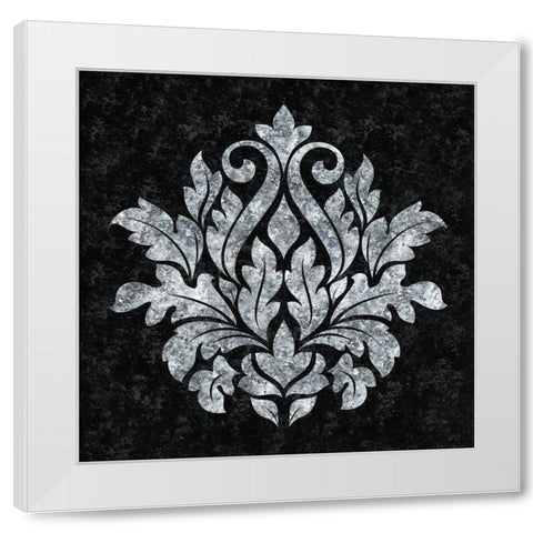 Textured Damask I on black White Modern Wood Framed Art Print by Lee C
