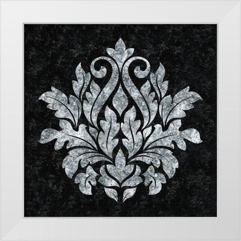 Textured Damask I on black White Modern Wood Framed Art Print by Lee C