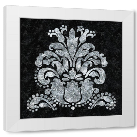 Textured Damask II on black White Modern Wood Framed Art Print by Lee C