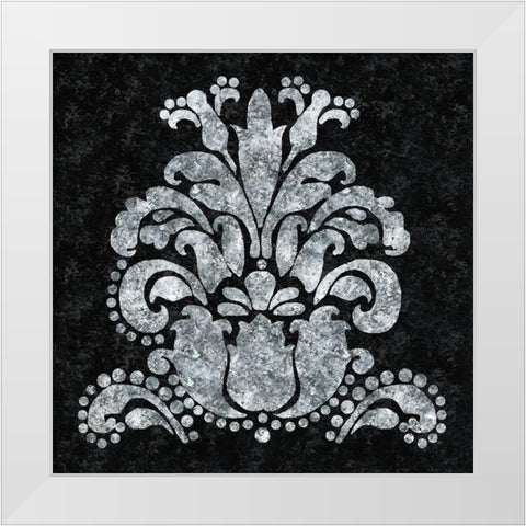 Textured Damask II on black White Modern Wood Framed Art Print by Lee C