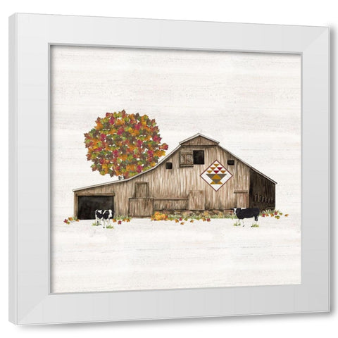 Fall Barn Quilt I White Modern Wood Framed Art Print by Reed, Tara
